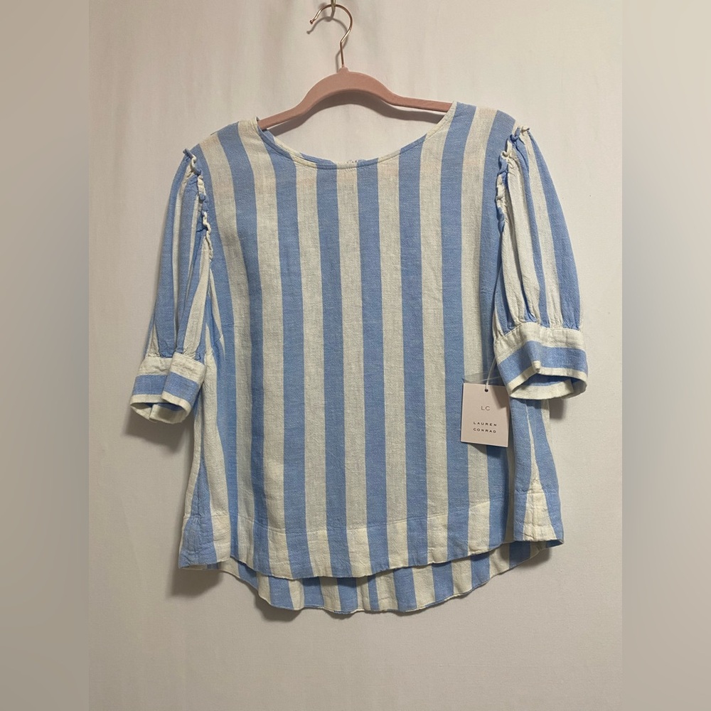 LC Lauren Conrad Sky Blue and White Striped Top